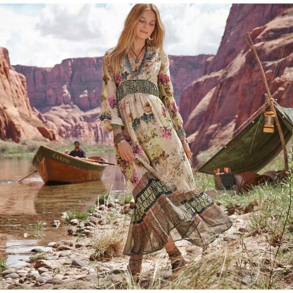 Sundance Boho Adair Floral Maxi Dress Cottage core Festival Concert Women's 6 - Picture 2 of 13